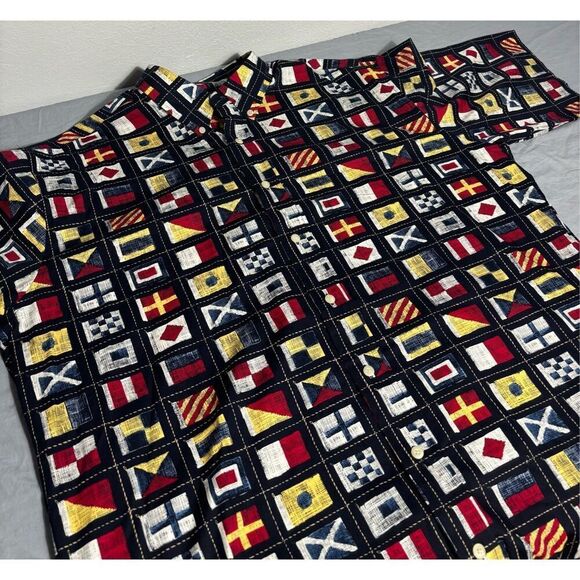 VTG Natural Issue Wrinkle Free Hawaiian Shirt Men XLT TALL Flags Design - Picture 4 of 7